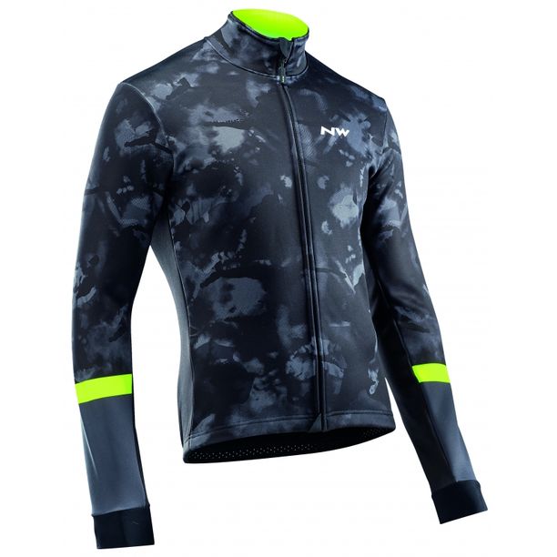 Jacheta Ciclism Northwave, Total Protection, camo negru-galben fluo