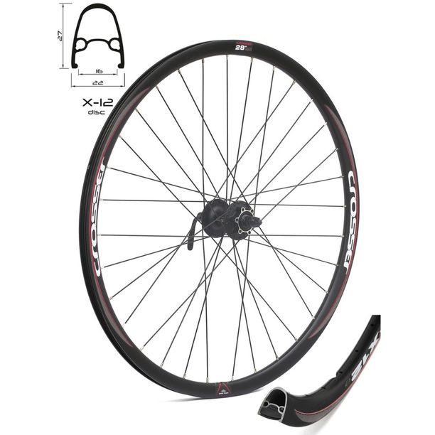 Roata Bicicleta Fata Crosser X12 32H 28" QR - Frana disc (6 suruburi) cu butuc Promax DB602EF