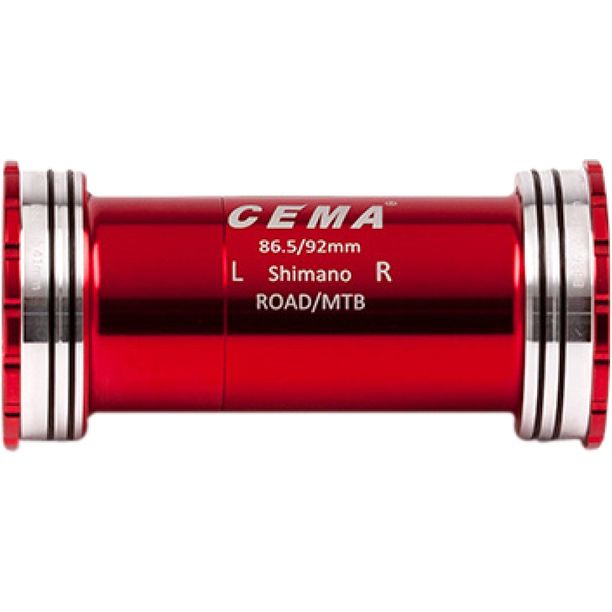 Butuc pedalier CEMA BB86-BB92 pentru Shimano W: 86,5/92 x ID: 41 mm Stainless Steel - Red, Interlock