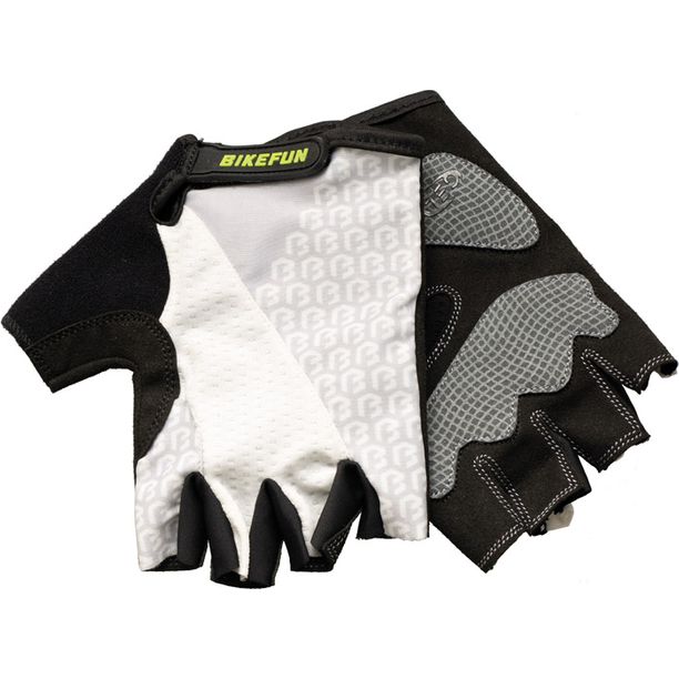 Manusi Bicicleta Scurte BikeFun Duke, alb-negru