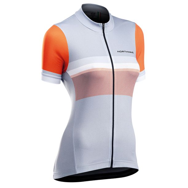 Tricou Ciclism Tehnic Northwave Origin, Dama, alb-portocaliu