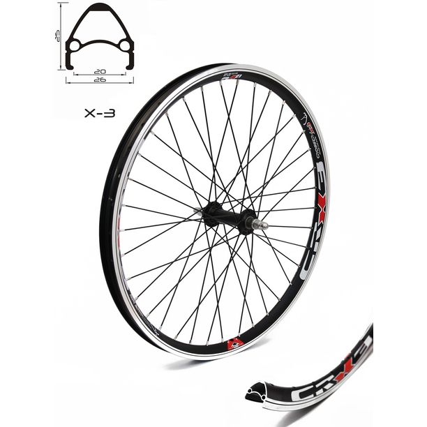 Roata Bicicleta Crosser X3, 36H, 26", Spate, QR, Negru