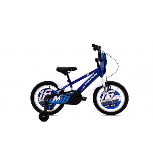 Bicicleta Copii cu Roti Ajutatoare Capriolo Mustang 16 albastru alb