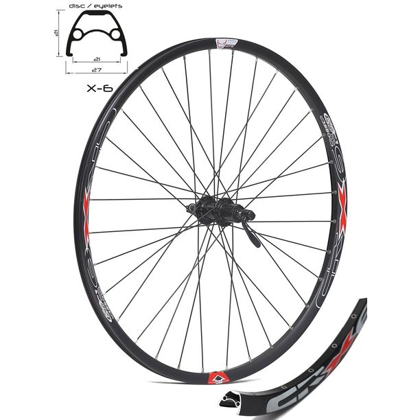 Roata Bicicleta Spate Crosser X6, 32H, 28", QR Disc, Caseta, capsata