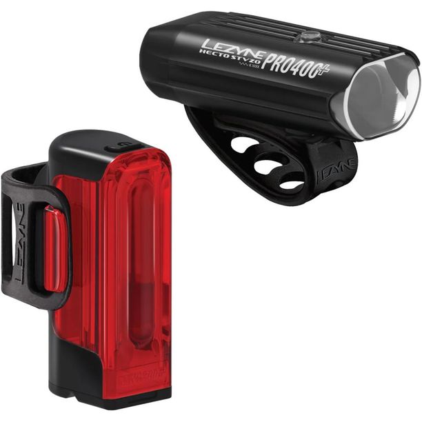 Set Lumini Fata/Spate Lezyne Far+Stop Greenline 40 Lux 1 LED USB