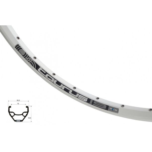 Janta Bicicleta Dubla 27.5 inch RYDE Taurus, 32 gauri, alba