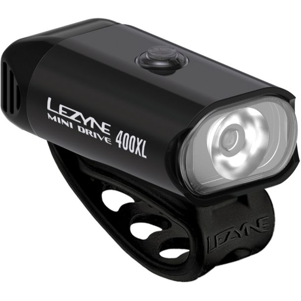 Far Fata Lezyne Mini Drive 400 LM, 3 moduri solide si 2 flash negru-lucios
