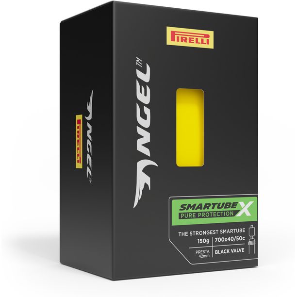 Camera bicicleta Pirelli Angel SmarTUBE X 47/62-622, anvelopa Schrader 42mm galbenă cu valva neagra