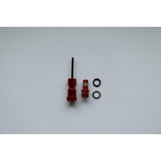 Kit buton amortizor RockShox Rebel, include buton de reglare si surub, aluminiu, rosu